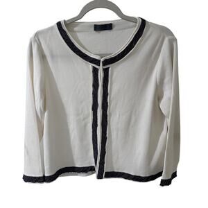 She's SO Italy Women's Cropped Viscose Textured Knit Cardigan White  10 (46)